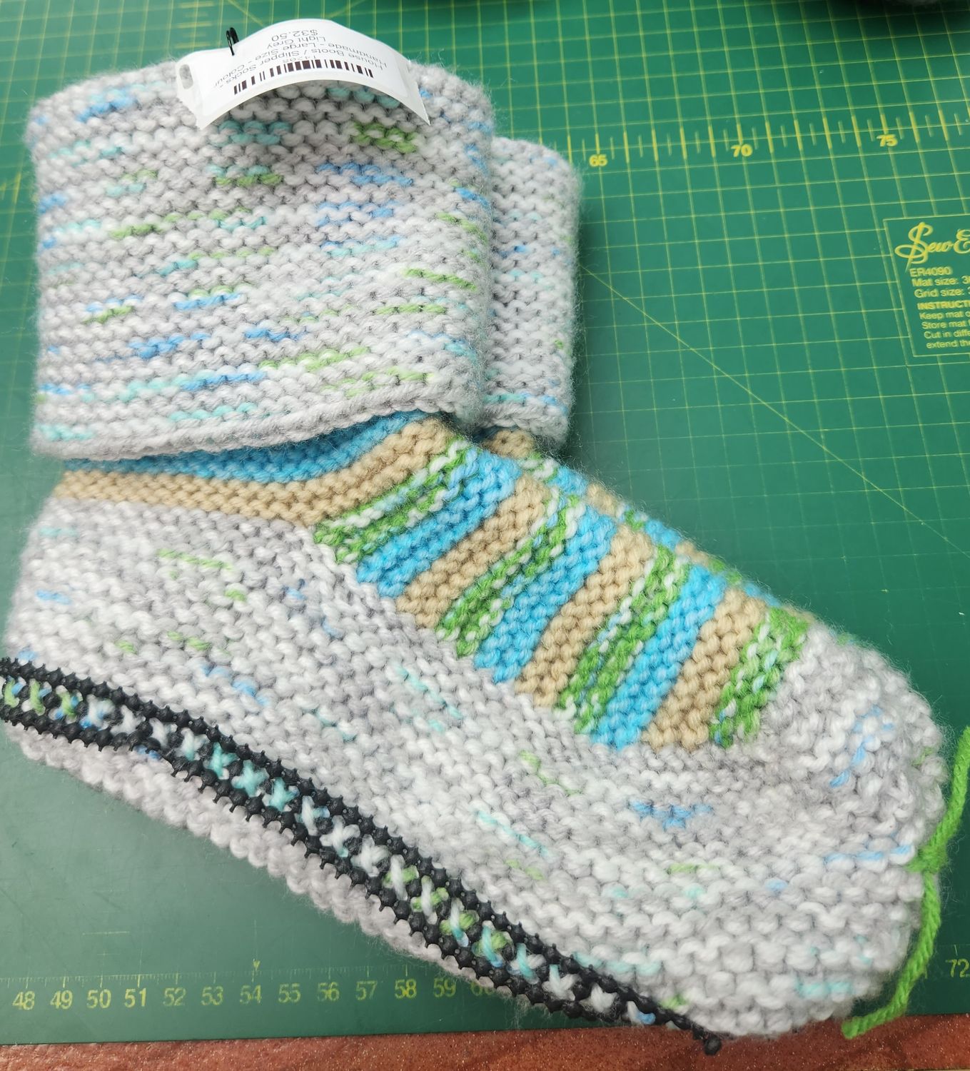 House Boots / Slipper Socks - Handmade - Large Size - Colour Light Grey