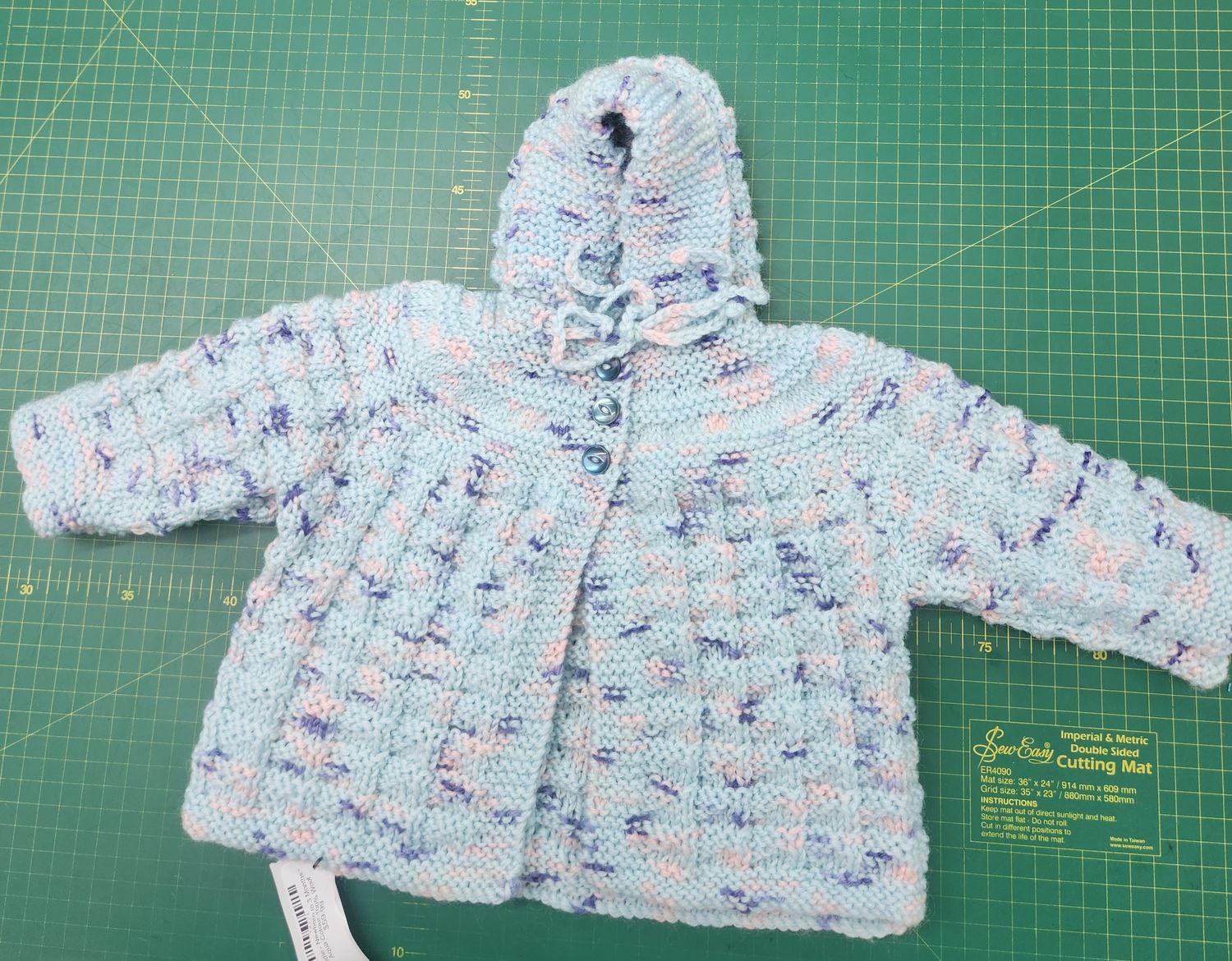 Hoodie - Newborn to 3 Months - Aqua Colour 100% Wool