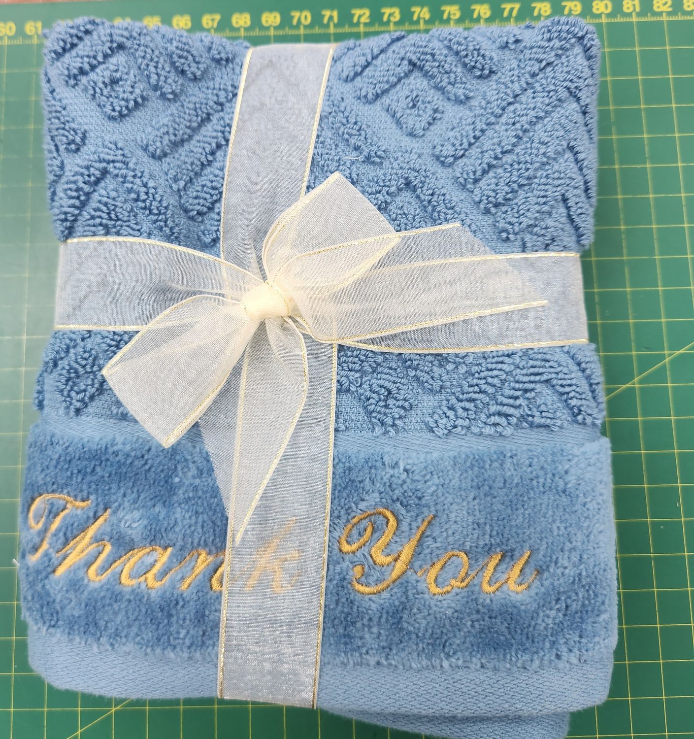Hand Embroidered 'Thank You' Hand Towel