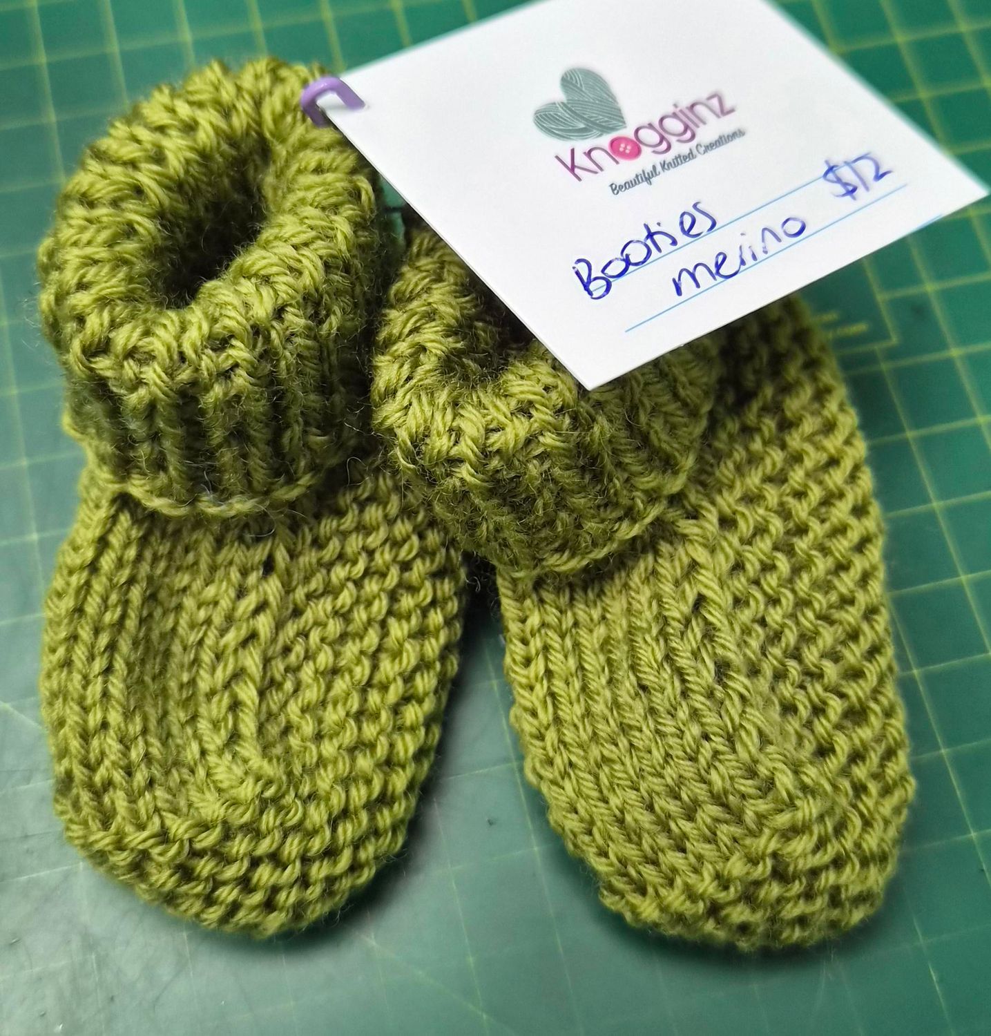 Bootees - Green Baby Merino
