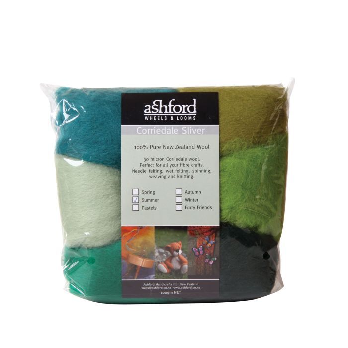 Corriedale Sliver Pack 7 Colour Summer - 100gm Bag