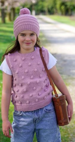 LisaF Pattern - LF63 Freya Vest &amp; Hat - Size 1-10 Yrs - 8ply