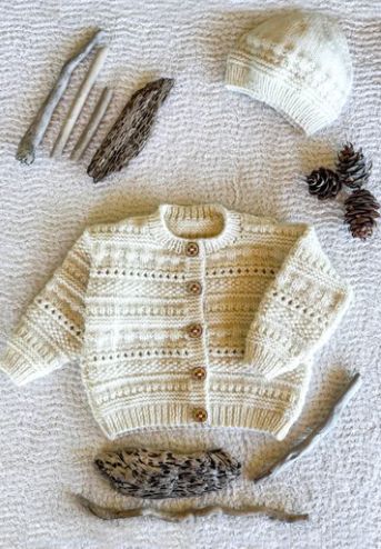 LisaF Pattern - BC150 Lowen Cardi &amp; Hat Size 0-18 Months - 8ply