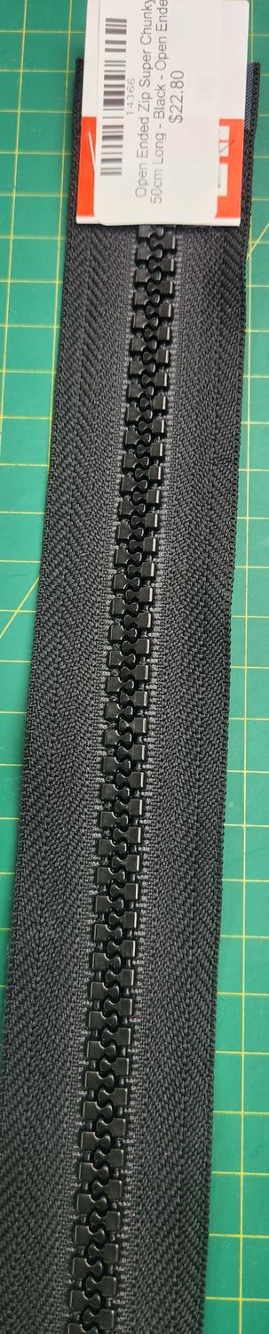 Open Ended Zip  Super Chunky 50cm Long - Black - Open Ended