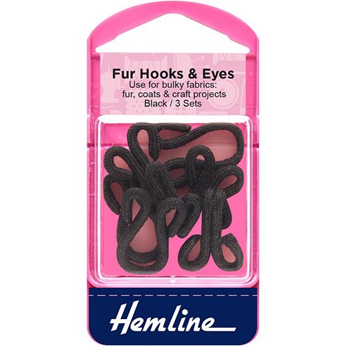 Hemline Fur / Coat Hook &amp; Eyes Black 3 Sets
