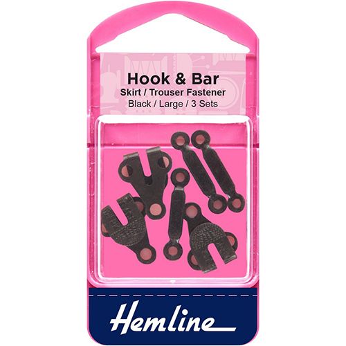 Hemline Hook &amp; Bar Colour Black - Large 3 Sets