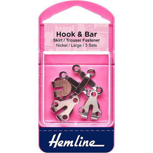 Hemline Hook &amp; Bar Colour Nickel Large 3 Sets
