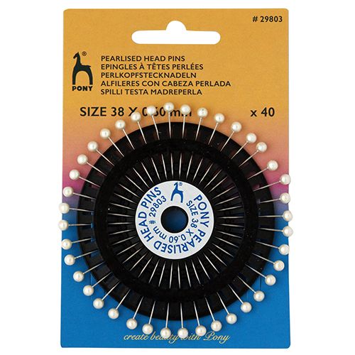 Pony Pearlised Head White Pins - 40 x 38mm Rosette