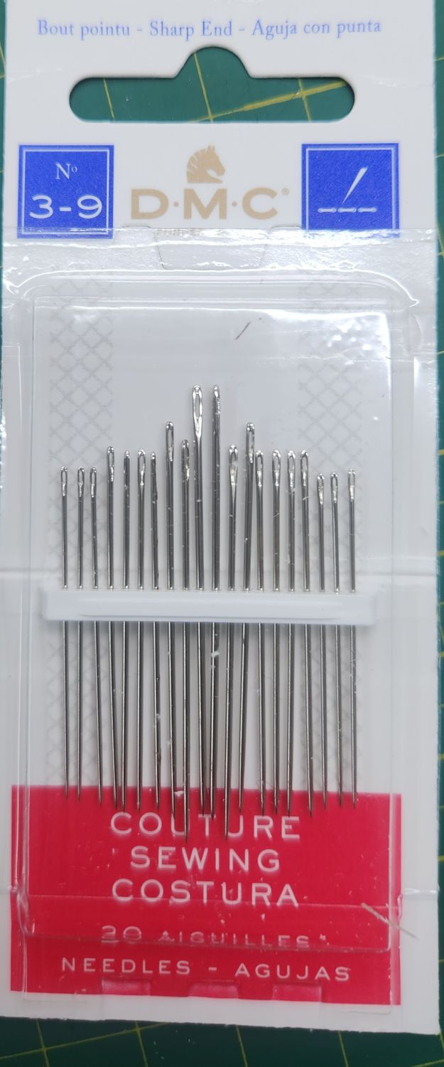 DMC Sharp Pointed Sewing Needles Pack - Size 3-9, 20 Pack