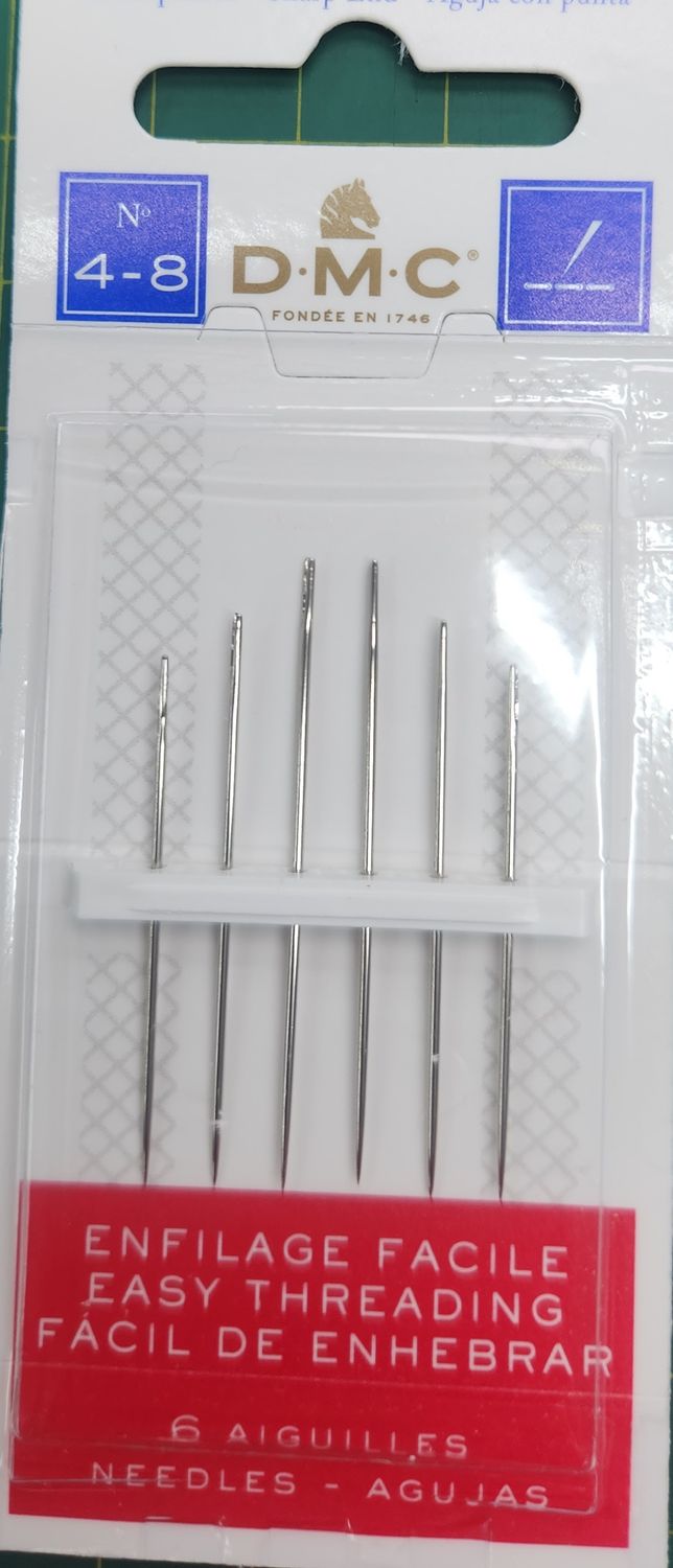 DMC Sharp Pointed Sewing Needles - Easy Threading Pack of 6, Size  4-8