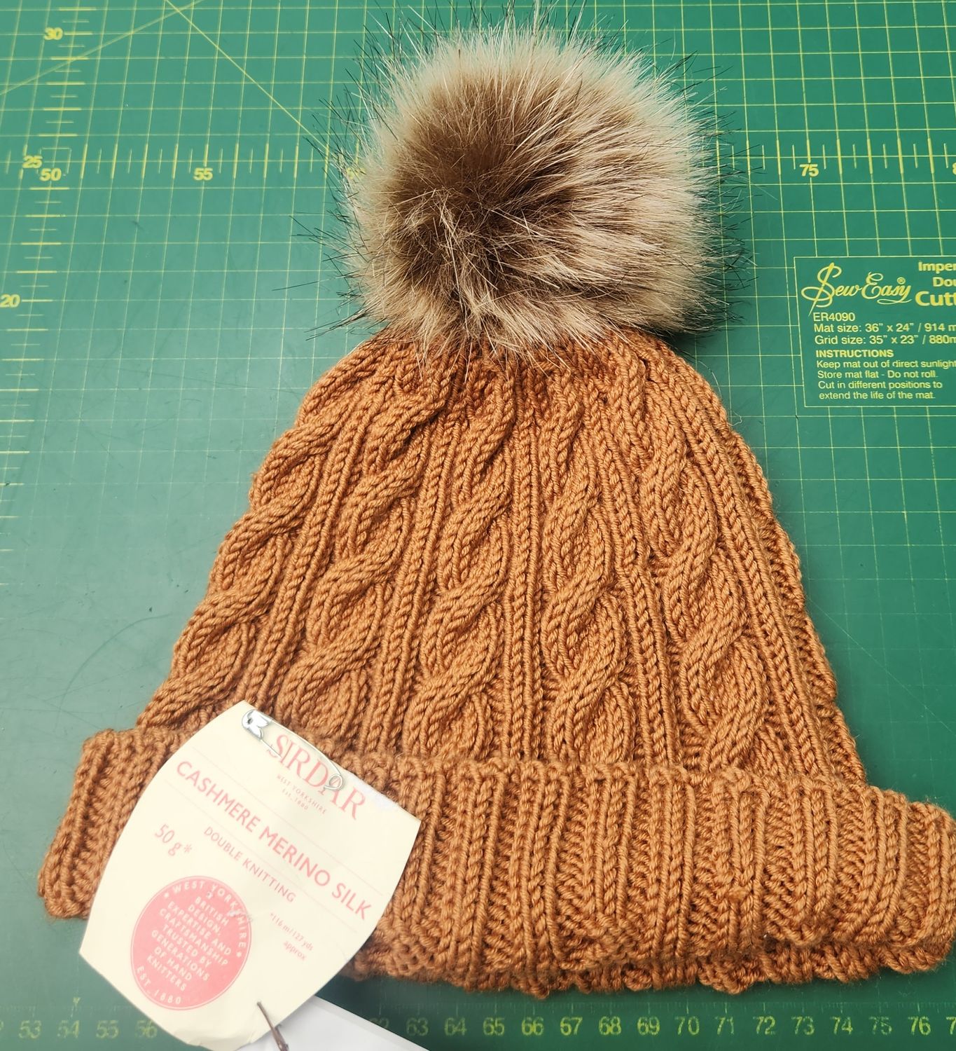 Cashmere Merino Silk Adult Hat with Pompom