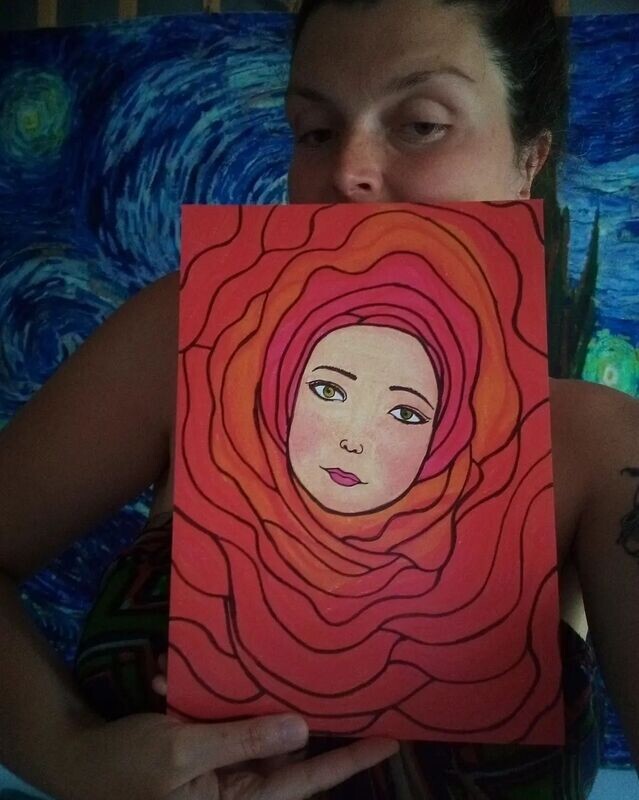 Femme rose - format A4