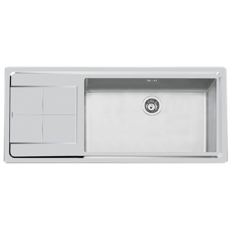 Foster Lavello Semifilotop Ke 2211 051 con Gocciolatoio a Sinistra Finitura Spazzolato da 117,3x51,3cm