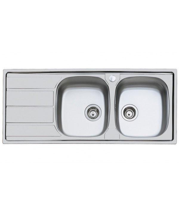 Foster Lavello 1160x500 mm S1000 2 Vasche + Gocc. Sx Inox Spazzolato cod.1812161