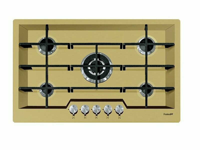FOSTER - 7601932 5F KE FT PVD+GOLD - Piano cottura a gas 80 cm - 5 Fuochi - Acciaio inox AISI 304 - finitura PVD Gold