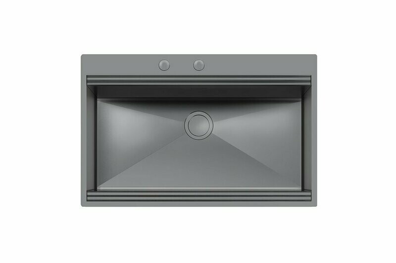 Foster - Lavello inox 1034056 Gun Metal Milanello Workstation - 1 vasca - Bordo filotop 806x520 mm