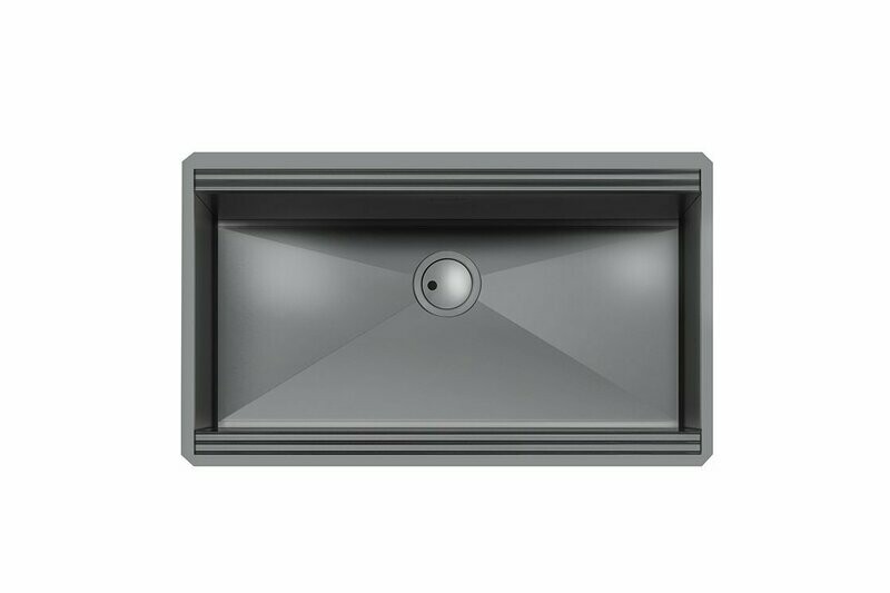 Foster - Lavello inox 1034856 Gun Metal Milanello Workstation - 1 vasca - Sottotop 790x466 mm