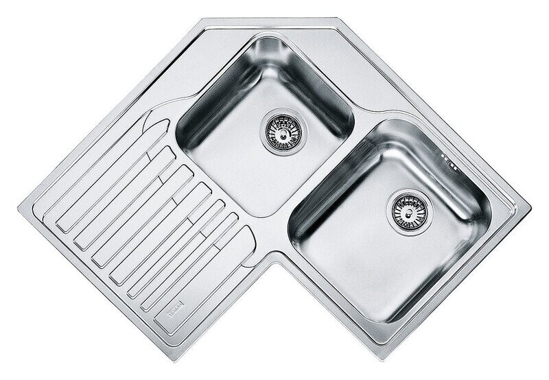 Franke STX 621-E Angolo Lavello angolo 2 vasche incasso 83 x 83 x 50 con gocciolatoio destro - inox satinato - 101.0001.044