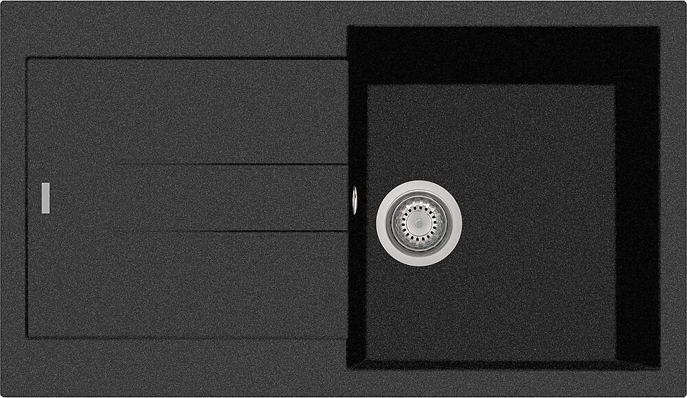 Plados Telma AM8610 UG 95 - MICROULTRAGRANIT Elegance Lavello 1 vasca + gocciolatoio reversibile 86 x 50 cm - nero ebony