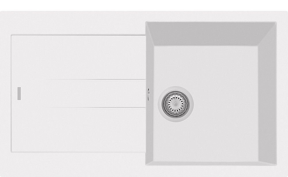 Plados Telma AM8610 NS N1 - NANOSTONE Elegance Lavello 1 vasca + gocciolatoio reversibile cm. 86x50 - pure white