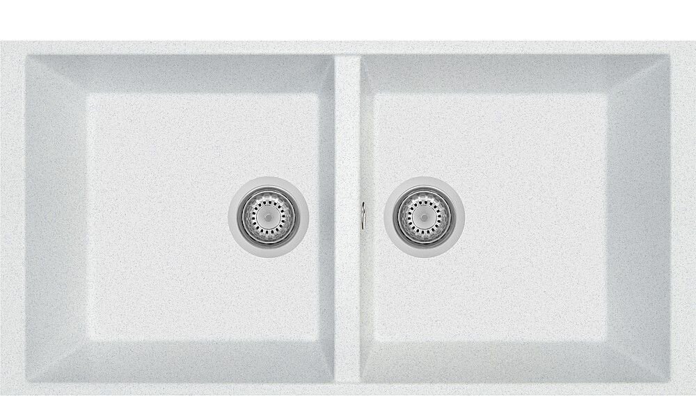 Plados Telma AM8620ST UG 90 - MICROULTRAGRANIT Elegance Lavello 2 vasche cm. 86x43.5 - bianco opale