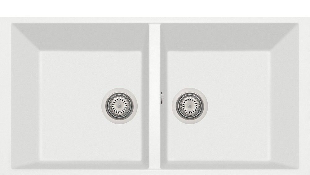 Plados Telma AM8620ST NS N1 - NANOSTONE Elegance Lavello 2 vasche cm. 86x43.5 - pure white
