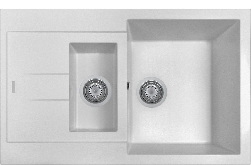 Plados Telma AM7815 UG 58 - MICROULTRAGRANIT Elegance Lavello 1 vasca e mezza + gocciolatoio reversibile cm. 78x50 - bianco latte