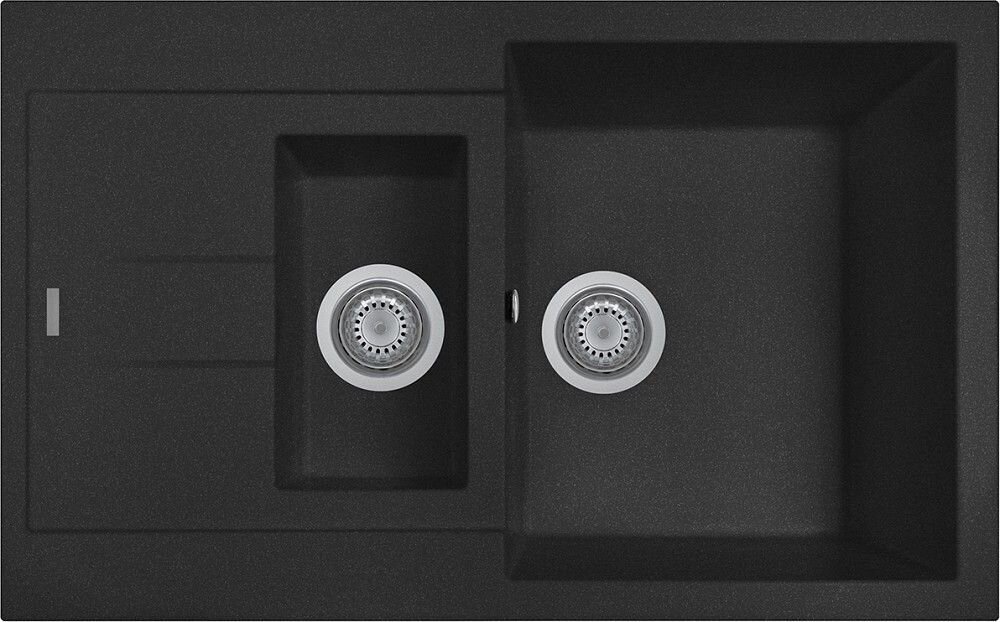 Plados Telma AM7815 UM 44 - ULTRAMETAL Elegance Lavello 1 vasca e mezza + gocciolatoio reversibile cm. 78x50 - nero