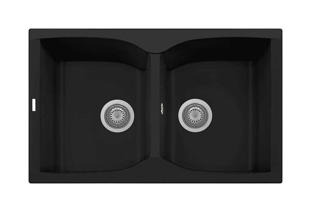 Plados Telma NK07920 UG 70 - MICROULTRAGRANIT Corax Lavello 2 vasche 79 x 50 cm - nero matt