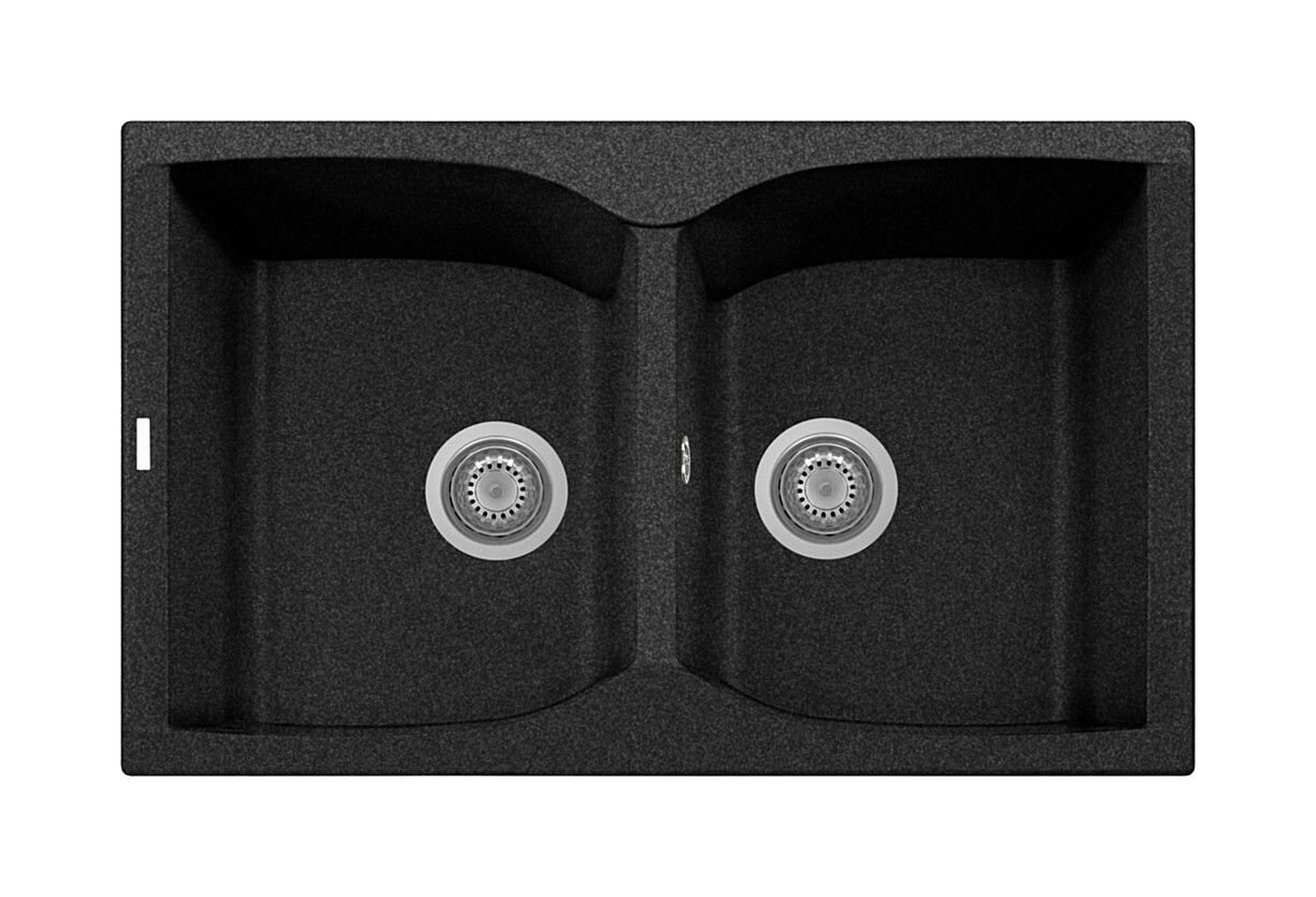 Plados Telma NK07920 UG 95 - MICROULTRAGRANIT Corax Lavello 2 vasche 79 x 50 cm - nero ebony
