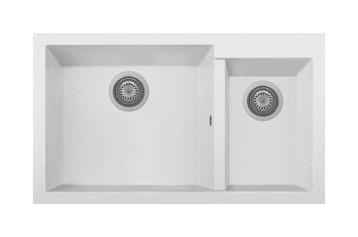 Plados Telma ON8620 UG 90 - MICROULTRAGRANIT One Lavello 1 vasca e mezza cm. 86x50 - bianco opale