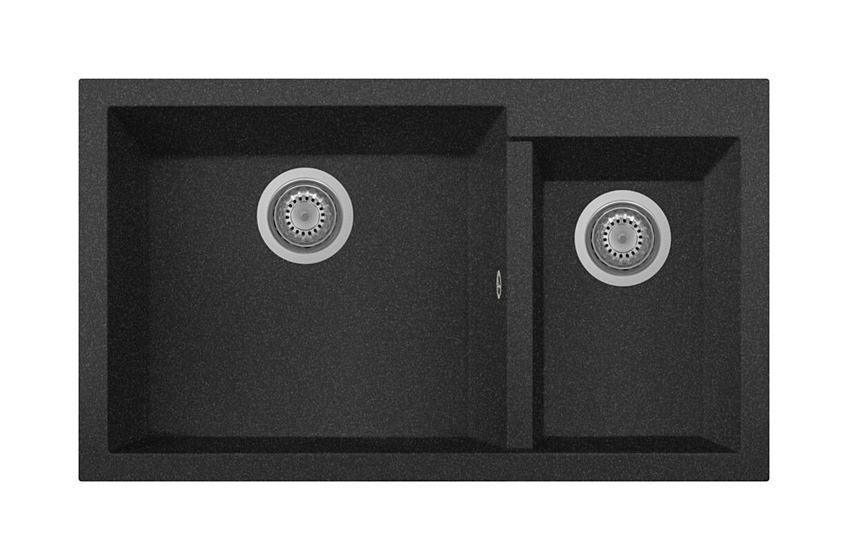 Plados Telma ON8620ST UG 95 - MICROULTRAGRANIT One Lavello 1 vasca e mezza 86 x 50 cm - nero ebony
