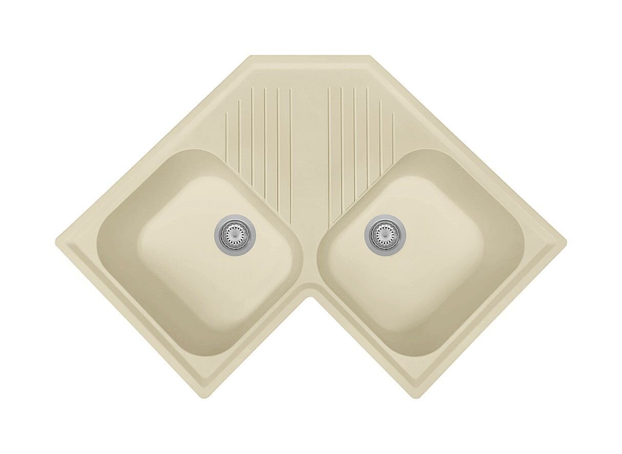 Plados Telma FTA8320 UG 55 - MICROULTRAGRANIT Atlantic Lavello ad angolo 2 vasche + gocciolatoio cm. 83x50 - sahara