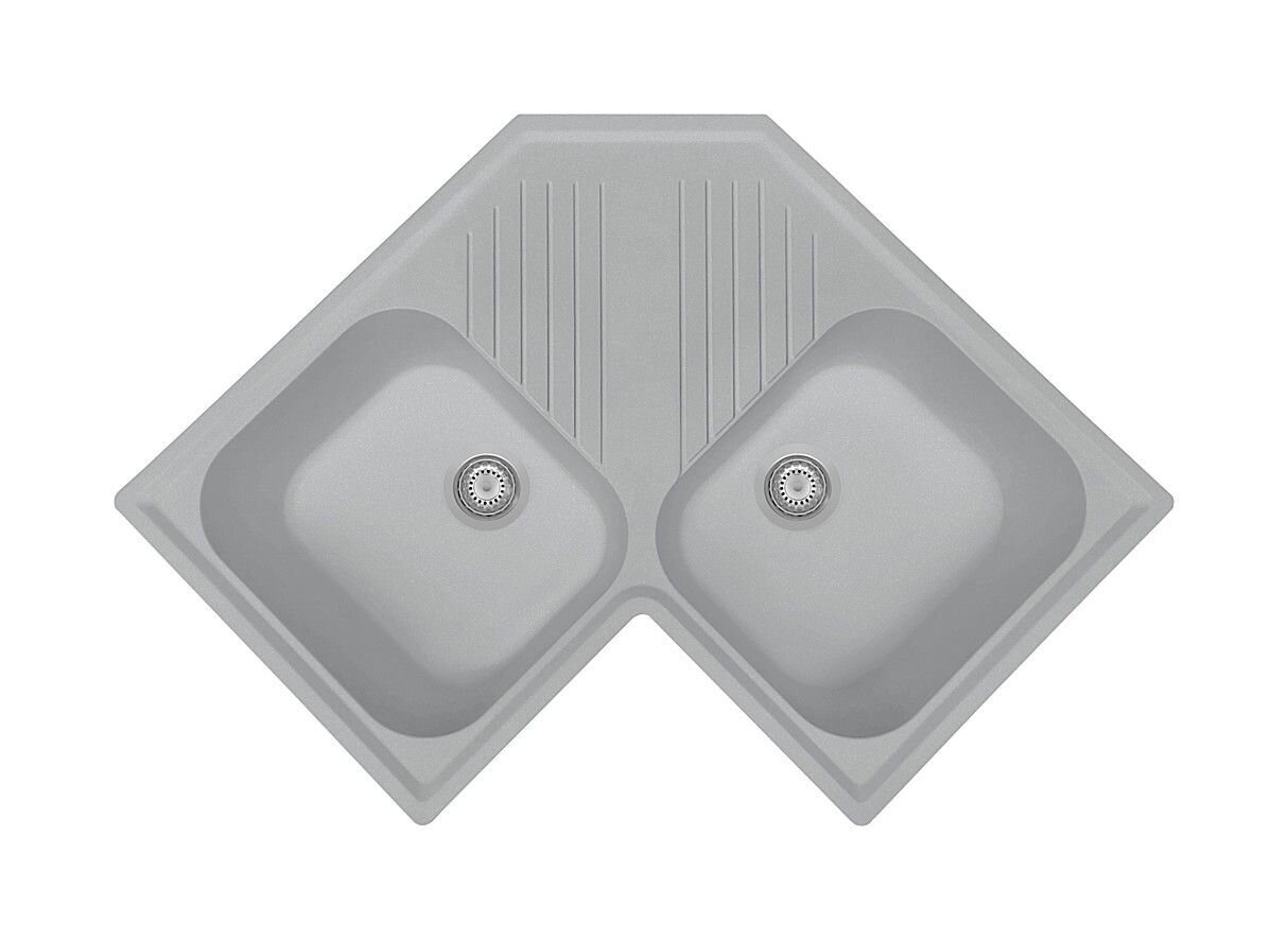 Plados Telma FTA8320 UM 41 - ULTRAMETAL Atlantic Lavello ad angolo 2 vasche + gocciolatoio cm. 83x50 - alluminio