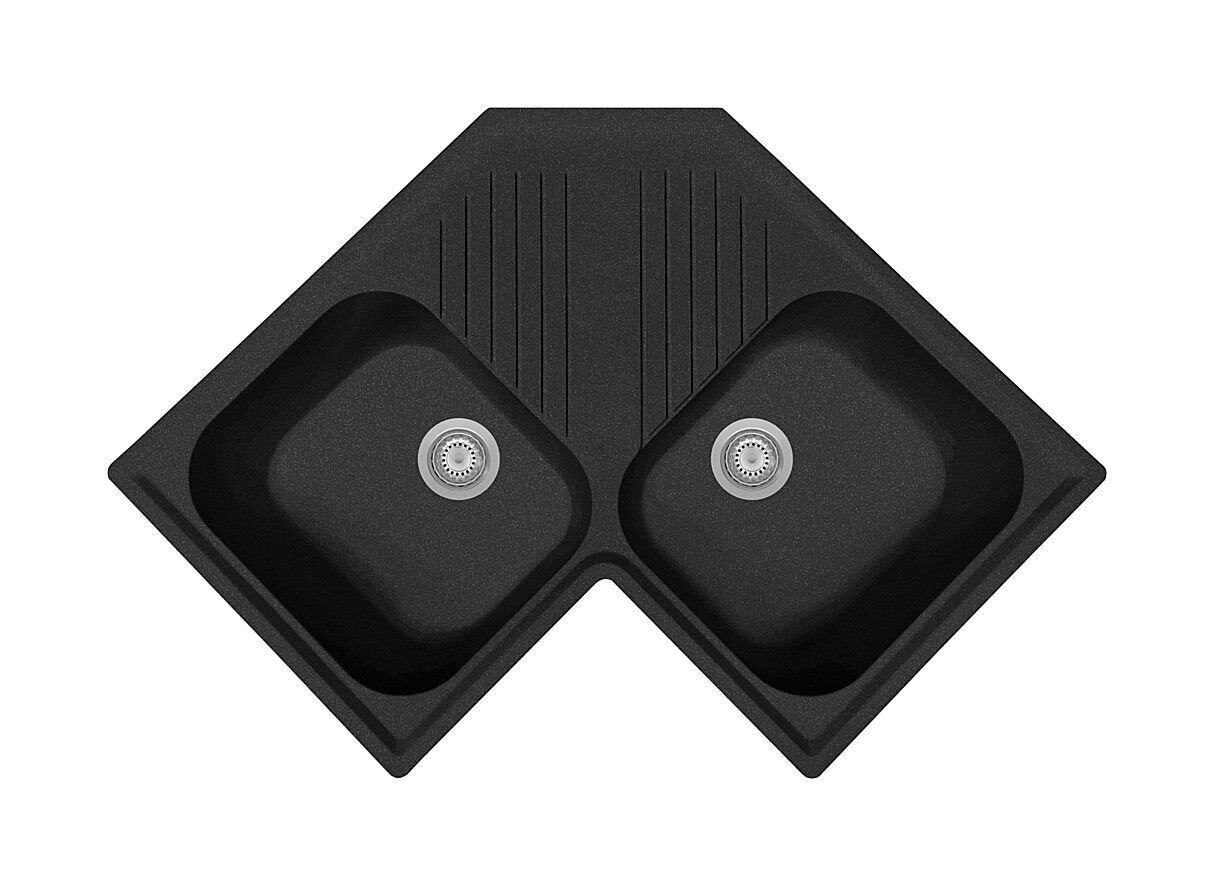 Plados Telma FTA8320 UM 44 - ULTRAMETAL Atlantic Lavello ad angolo 2 vasche + gocciolatoio cm. 83x50 - nero