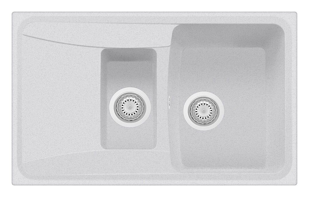 Plados Telma HR0791 UG 90 - MICROULTRAGRANIT Roxana Lavello 1 vasca e mezza + gocciolatoio reversibile cm. 79x50 - bianco opale