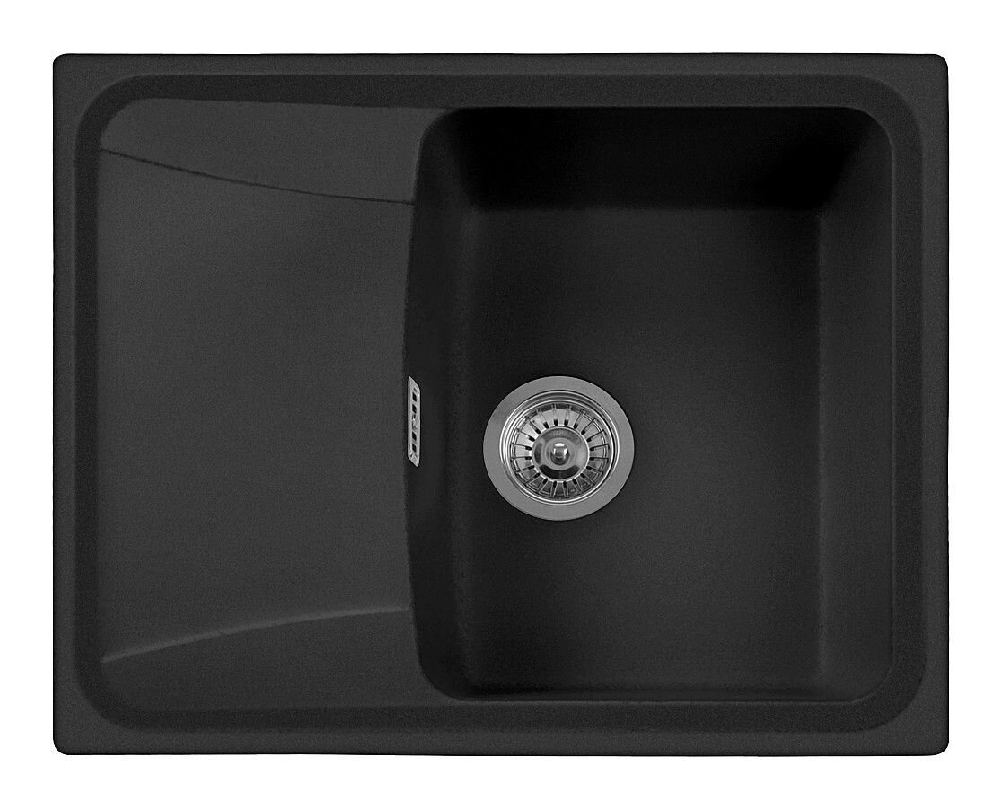 Plados Telma HR6150 UG 70 - MICROULTRAGRANIT Roxana Lavello 1 vasca + gocciolatoio reversibile 62 x 50 cm - nero matt