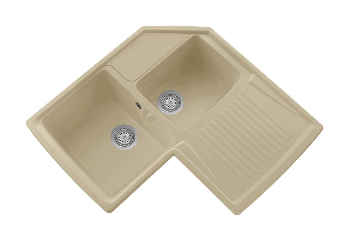 Plados Telma HRA832 UG 55 - MICROULTRAGRANIT Harmony Lavello angolare 2 vasche sx + gocciolatoio dx cm. 84x50 - sahara