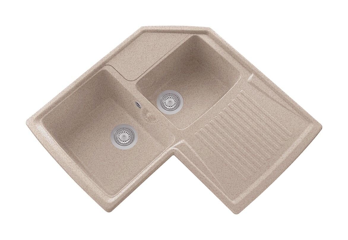 Plados Telma HRA832 UG 94 - MICROULTRAGRANIT Harmony Lavello angolare 2 vasche sx + gocciolatoio dx cm. 84x50 - avena