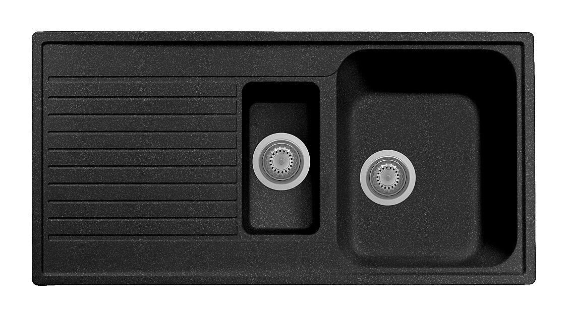 Plados Telma PL0991 UM 44 - ULTRAMETAL Atlantic Lavello 1 vasca e mezza + gocciolatoio reversibile cm. 99 x 50 - nero