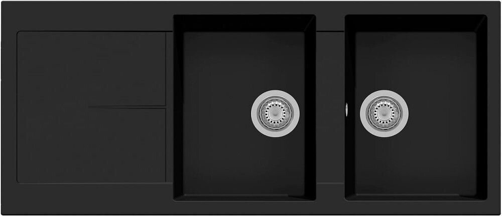 Plados Telma NF11620 UG 70 - MICROULTRAGRANIT Infinity Lavello 2 vasche + gocciolatoio reversibile 116 x 50 cm - nero matt