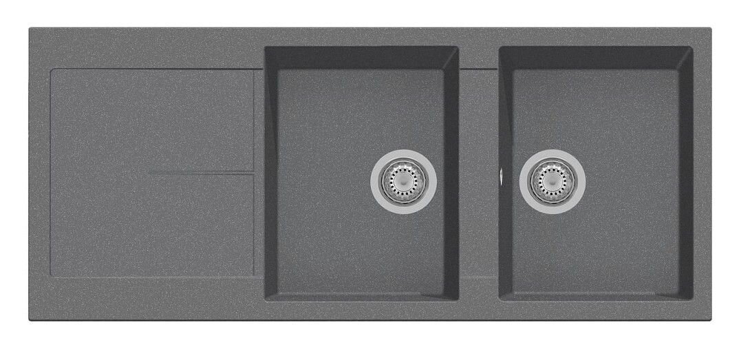 Plados Telma NF11620 UM 42 - ULTRAMETAL Infinity Lavello 2 vasche + gocciolatoio reversibile 116 x 50 cm - titanio