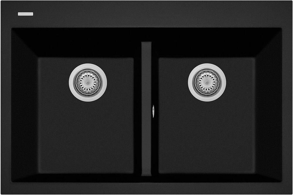 Plados Telma ON8420 UG 70 - MICROULTRAGRANIT One Lavello 2 vasche 84 x 56 cm - nero matt