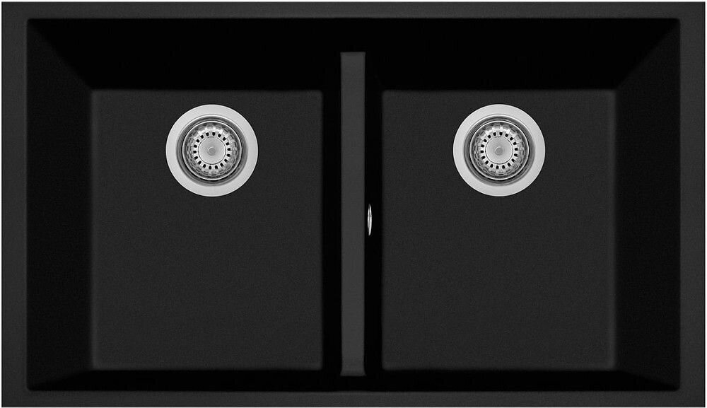 Plados Telma ON8420ST UG 70 - MICROULTRAGRANIT One Lavello 2 vasche 84 x 47 cm - nero matt