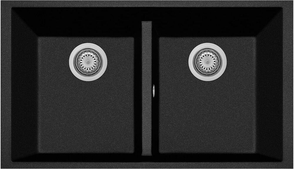 Plados Telma ON8420ST UM 44 - ULTRAMETAL One Lavello 2 vasche cm. 84 x 47 - nero