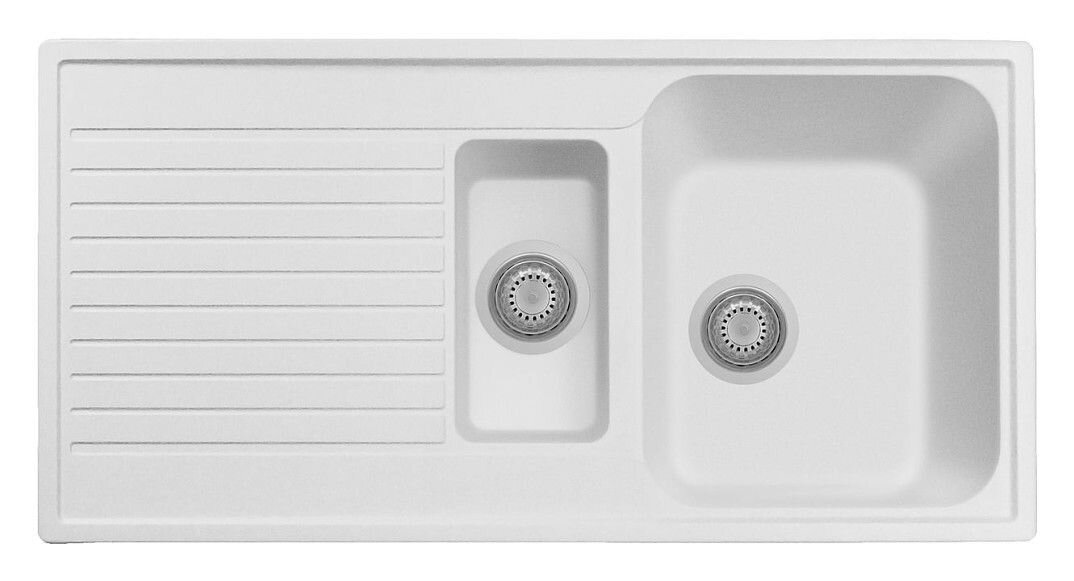 Plados Telma PL0991 UG 98 - MICROULTRAGRANIT Atlantic Lavello 1 vasca e mezza + gocciolatoio reversibile cm. 99 x 50 - bianco