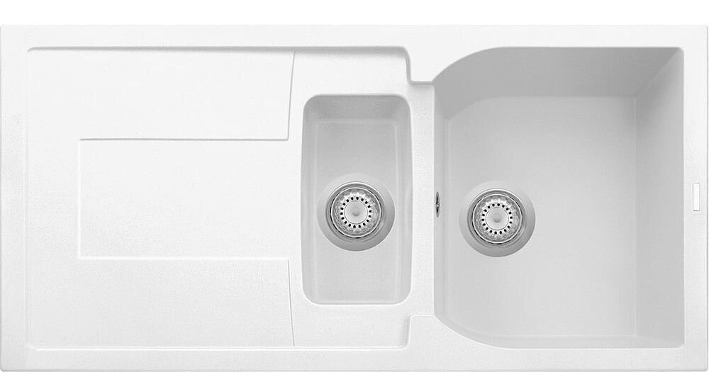Plados Telma CX0991 UG 58 - MICROULTRAGRANIT Corax Lavello 1 vasca e mezza + gocciolatoio reversibile 99 x 50 cm - bianco latte