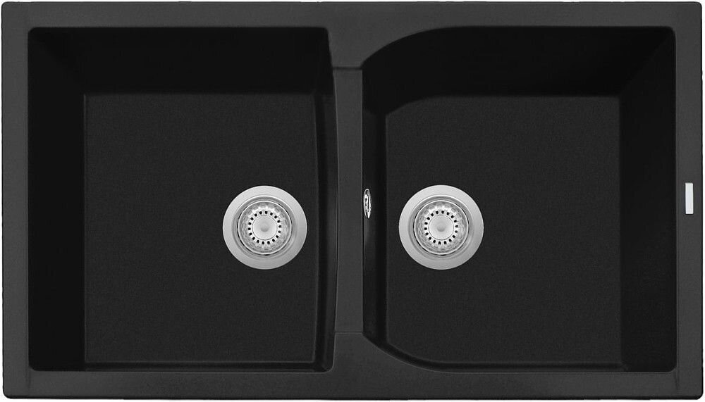 Plados Telma CX0862 UG 70 - MICROULTRAGRANIT Corax Lavello 2 vasche 86 x 50 cm - nero matt
