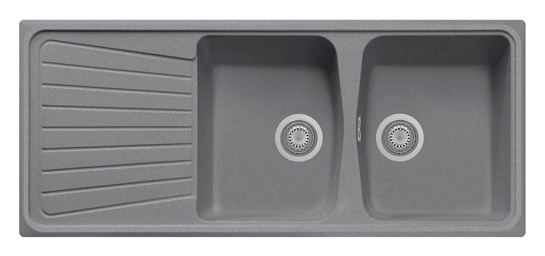 Plados Telma SP1162 UM 42 - ULTRAMETAL Spazio Lavello 2 vasche + gocciolatoio reversibile 116 x 50 cm - titanio