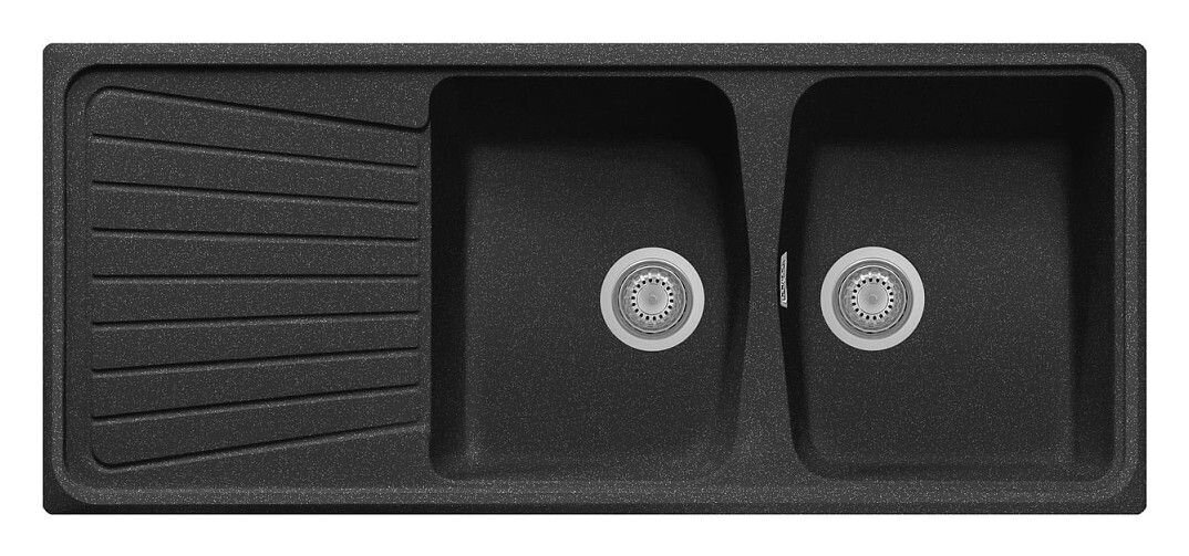 Plados Telma SP1162 UM 44 - ULTRAMETAL Spazio Lavello 2 vasche + gocciolatoio reversibile cm. 116 x 50 - nero